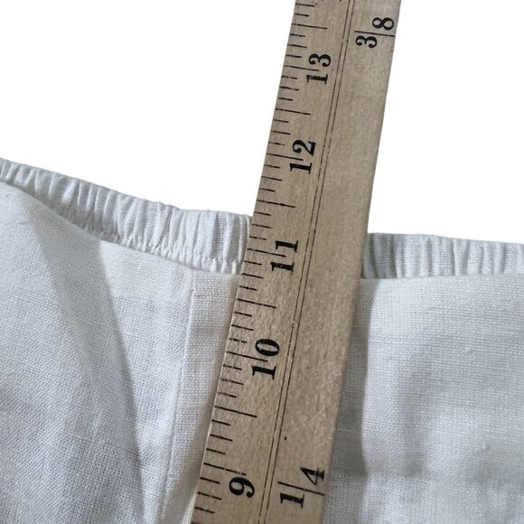 W for Woman Slim Fit White Cotton & Flax Pants With Lace Bead Hem Size 12 - Picture 9 of 10